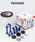 2026 Top Tier Coolant Bleeder Funnel Kit No Sweat Radiator Burping Aid with translucent measurement window and screw caps.