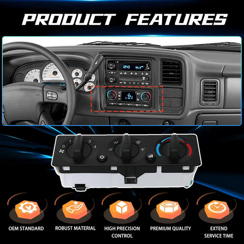 Dashboard view with Peterbilt HVAC A C Climate Control Module Replacement Front Panel Switch With Automatic Configuration.