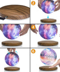 Setup steps for Levitating Galaxy Moon Lamp With 18 Color Modes Floating 3D Moon Light Spinning In Midair Remote Control