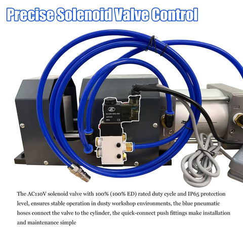 Heavy Duty Pneumatic Wire Cable Cutting Machine With 50Mm Stroke And 110V Ac Power for precise solenoid valve control and installation.