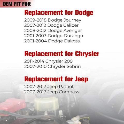List of compatible vehicles for Jeep Dodge Chrysler Radiator Cap Replacement For Patriot, Compass, Journey, Avenger, Caliber