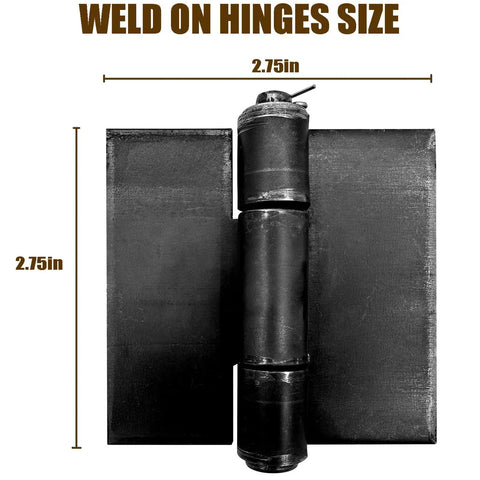 8 Pack Heavy Duty Gate Hinges Beefy Weld On Butterfly Hinges Solid Steel 5mm Thick For Gates And Doors Built To Handle Heavy Loads Long Lasting Outdoor Security Hardware, black 2.75in weld-on hinge shown front view