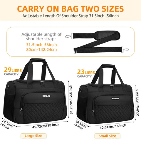 Underseat Duffle Bag For Women Ultra Lightweight Foldable Carry On Luggage Ideal Weekender Or Overnight Tote Personal Item For Air Travel Fits Under Seat 16 Inch Black two sizes