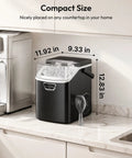 Grab And Go Countertop Nugget Ice Maker Churning Crisp Sonic Pellet Chips Up To Forty Pounds Daily, Four Minute Rapid Freeze, Sturdy Carry Handle, Total Game Changer For Lazy Sundays And Backyard Kickbacks on a kitchen counter.