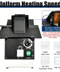 Rock Solid 1500 Watt Eyeglass Frame Heater With Blazing Fast Airflow Portable Optical Workbench Buddy showing control panel and heating element.