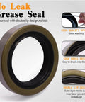 Double lip grease seal from 4 Set Boat Trailer Bearing Kit For 3500Lb EZ Lube Axles With L68149 And L44649 Bearings Seals 171255TB Dust Covers