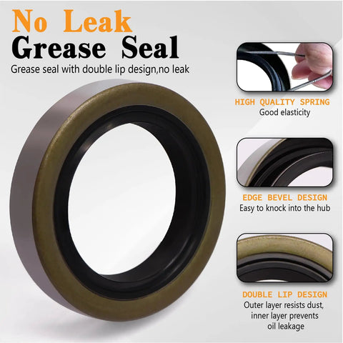 Double lip grease seal from 4 Set Boat Trailer Bearing Kit For 3500Lb EZ Lube Axles With L68149 And L44649 Bearings Seals 171255TB Dust Covers
