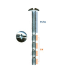 Top Shelf Hundred Pack Number Eight Truss Head Break Away Screws Measuring One Three Quarter Inches, zinc plated with Phillips drive.