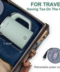 Compact Stainless Steel Electric Kettle 0.8L Portable For Camping, Travel, Office And Home with retractable power cord.