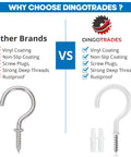 Comparison of other brands' hooks vs Heavy Duty Ceiling Hooks Set Of 12 2.9 Inch Vinyl Coated Hooks For Hanging Plants Cups and Lights with Screw Plugs White Durable Indoor Outdoor Rust Resistant Easy Install.