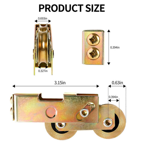 Sliding Patio Door Tandem Roller Assembly Replacement Rollers 1-1/4 Inch Steel Ball Bearing Wheels for sliding glass doors