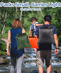 Family walking outdoors with Six Pack Wet Dry Bags Set For Beach And Travel Waterproof Pouches With Roll Top Closure backpacks.
