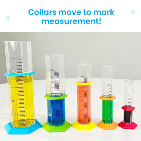 Hands On Starter Science Graduated Cylinders Set For Kids Clear Plastic Kid Friendly Lab Measuring Tools Educational Chemistry Kit