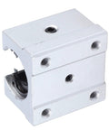 SBR16UU 16MM Aluminum Linear Slide Block With Straight Up Smooth Glide Ball Bearing Bushing For Cnc Routers And 3D Printers Plus Heavy Duty Pillow Mount Design And Low Friction Motion close-up showing bearing housing