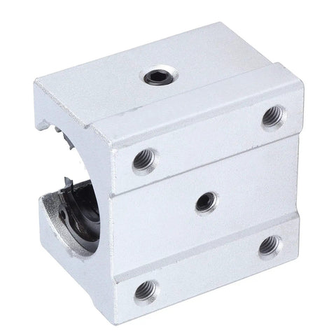 SBR16UU 16MM Aluminum Linear Slide Block With Straight Up Smooth Glide Ball Bearing Bushing For Cnc Routers And 3D Printers Plus Heavy Duty Pillow Mount Design And Low Friction Motion close-up showing bearing housing