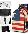 Antique Distressed Star Stripe Flag Printed Unisex Backpack with handle, shoulder strap, double zipper, and side pockets