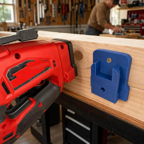 Wall Mounted Storage Rack Set For Milwaukee M18 Tools And 18V Batteries Orange Color with tool holder in workshop