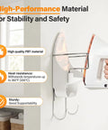 Space Saving Ironing Board Hanger Wall Mount For Laundry Room Storage Organizer White No Fuss Easy Mount This Heavy Duty Holder Fits Irons Up To Five Inches Wide Heat Resistant Up To Two Hundred Degrees shown with iron