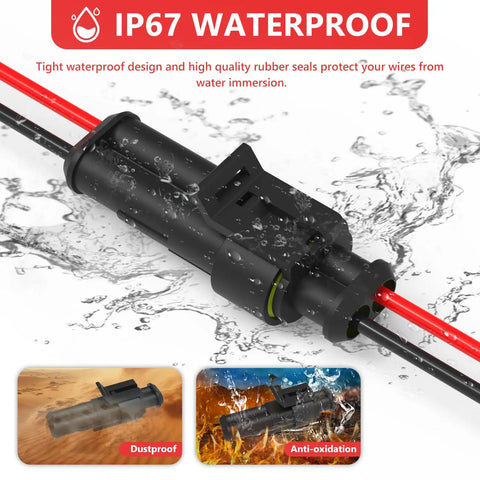 Weatherpack Connector Kit 993Pcs With Crimp Tool for Automotive Wiring, waterproof connector in water, IP67 rating.