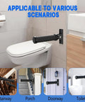 Heavy Duty Folding Grab Bar With Smooth Flip Action For Doorways And Stairs Space Saving Wall Mount Assist Handle next to toilet.