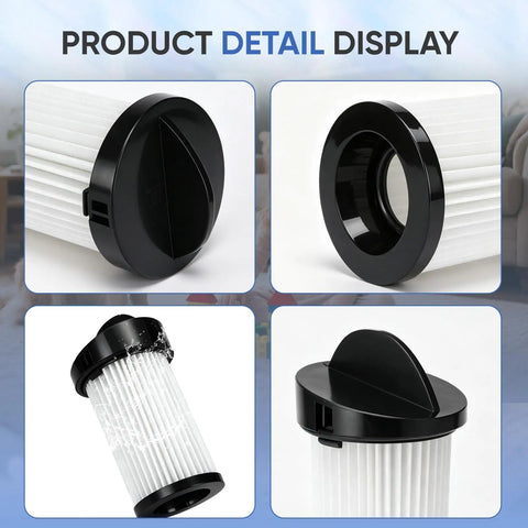 Hassle Free 4 Pack Pre Motor Replacement Filters And Exhaust Filters With Brushes Compatible With Eyevac Neovac Touchless Wall Vacuum close-up view of filter design and textures