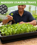 5 Pack Pro-Grade Grower-Friendly Soil Blocking Trays For Seed Germination And Drainage Water Collection, black plastic tray with greens