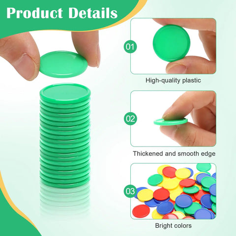 200 Piece Plastic Learning Counters Set With Storage Box In Four Colors For Math Counting Bingo And Classroom Games