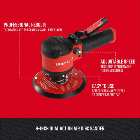6 Inch Dual Action Sander With Swirl Free Finish Adjustable Speed Control Durable Build Ideal For Wood And Metal Projects Pro Grade Power For Diyers And Pros