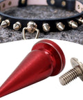 Badass Screw On Metal Spikes, Heavy Duty Leather Hardware, red metal spike with screw for DIY bag and jacket accents.