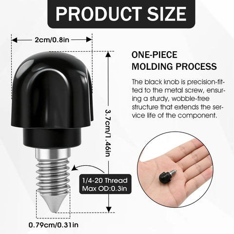 Beefed Up 6061 Aluminum Attachment Knob For Kitchenaid Mixers with black design, 3.7cm height, 2cm width, precision-fit for attachments.