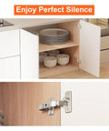 2 Pack Pro-Grade Full Overlay Frameless Soft-Close Cabinet Hinges For Concealed Kitchen Doors European-Style With Screws Clip-On Nickel Plated Finish Easy-Install on white cabinet door
