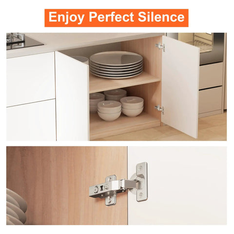2 Pack Pro-Grade Full Overlay Frameless Soft-Close Cabinet Hinges For Concealed Kitchen Doors European-Style With Screws Clip-On Nickel Plated Finish Easy-Install on white cabinet door