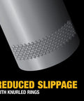 Close-up of knurled anti-slip ring on socket from 200 Piece Mechanic Socket Set With Metric And SAE Sizes, 72-Tooth Ratchet
