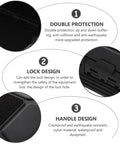 Detailed view of Rugged Black Portable Tool Case With Anti Collision Airtight Seal ABS Foam Padding Waterproof Shockproof Pressure Proof