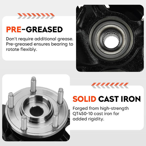 Close-up of Heavy Duty Steering Knuckle And Wheel Bearing Hub Assembly Replacement For Ford Escape 2005 2012 Mazda Tribute 2005 2011