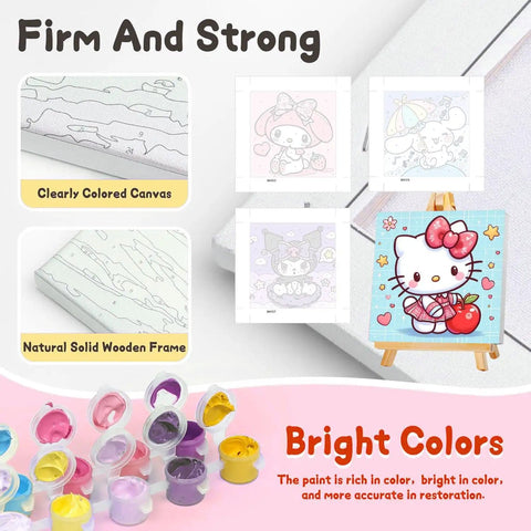 4 Pack Kids Paint By Numbers Kit With Frame And Wooden Easel Kid Friendly DIY Acrylic Paint By Numbers Set For Ages 4 8 12