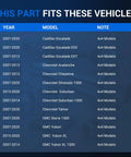 Compatibility chart for Pair Front CV Axle Shaft Assembly Replacement For 2007 To 2020 Chevy Tahoe Silverado 1500 and other models