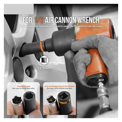 Rock Solid 1/2 Inch Drive Impact Socket Set with 10 Thick Wall CrV Steel Sockets Plus Color Rings Heavy Duty Pneumatic Tools For Gritty Jobs And Fastener Wrenching Magic on 1/2 air cannon wrench, 12.5mm