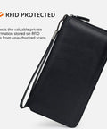 Women RFID Blocking Leather Wallet Zip Around Phone Clutch With Large Capacity 17 Card Slots And ID Window Travel Pouch