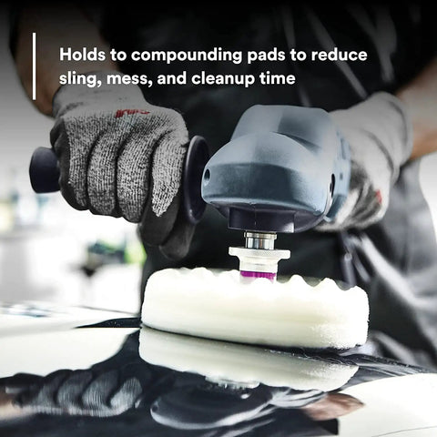 Close-up of polishing machine from Showroom Ready Car Polishing Kit With Pro Grade Rubbing Compound And Machine Polish in use.