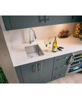 Undermount Bar Sink Built Tough In 18 Gauge Stainless Steel 13.5 Inch By 18.5 Inch By 9 Inch Single Bowl Type 304 in kitchen setting
