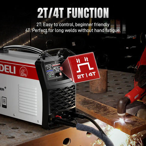 Non Touch Pilot Arc Plasma Cutter 50A Dual Voltage 110 220V With Large LED Display cutting metal with 2T/4T modes visible