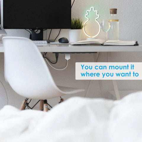 Heavy Duty Wall Mount Power Strip With Six Wide Spaced Outlets And A Fifteen Foot 14 Gauge Power Cord shown under desk