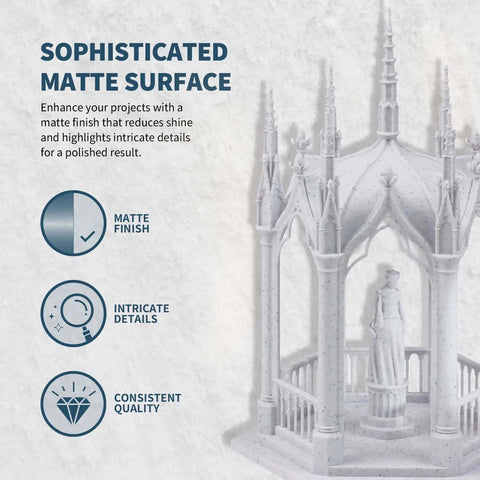 3D printed architectural model with Marble Rock PLA Filament 1.75mm, showcasing realistic stone texture and intricate matte finish details.