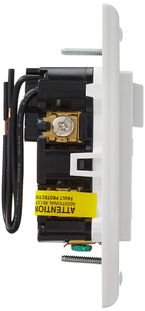 Side view of Arc Fault Switch Combo, 15 Amp AFCI With Self Test And LED Indicator, White AFSW1-W, showing internal wiring.