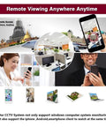 Image showing Remote Viewing Anywhere Anytime with multiple devices displaying surveillance feed, emphasizing flexible access to Rock Solid 10X Zoom 5MP PTZ POE Dome Camera System Bundle with 8CH H265 NVR Recorder for Freaking Crisp 4K Surveillance Footage Smart Motion Alerts Face Recognition and Easy Install Gear That Protects Your Business Or Home Security Perimeter Like a Boss.