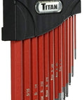 Extra Long Arm Ball End SAE Hex Key Set 13 Piece With S2 Steel Satin Plated Finish And Non Slip Grip Ball End In Holder