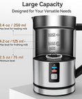 Electric Milk Frother Stainless Steel 8.4oz Capacity Hot And Cold Foam Maker 3 In 1 Auto Frother For Lattes Cappuccinos Macchiatos