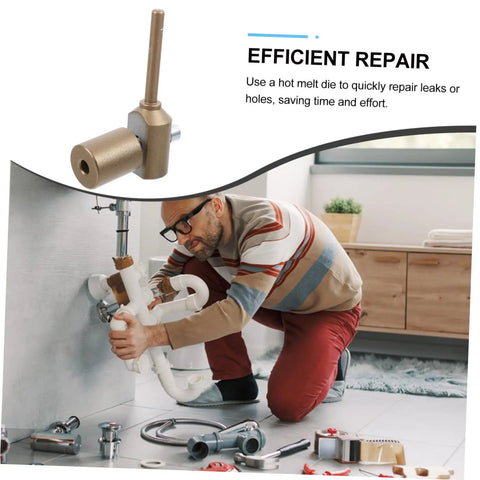 Man using PPR Repair Tool With Hot Melt PE Welding Rods For Quick Leak Fixes under sink with tools spread on floor
