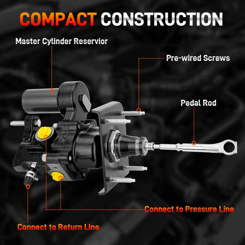 Diagram of Hydraulic Power Brake Booster For Ford Excursion 2000 2005 And F Series Super Duty Trucks 1999 2004 with labeled components